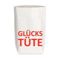 Eine Papiertüte mit Rotem Print ''Glücks Tüte''' von 17;30