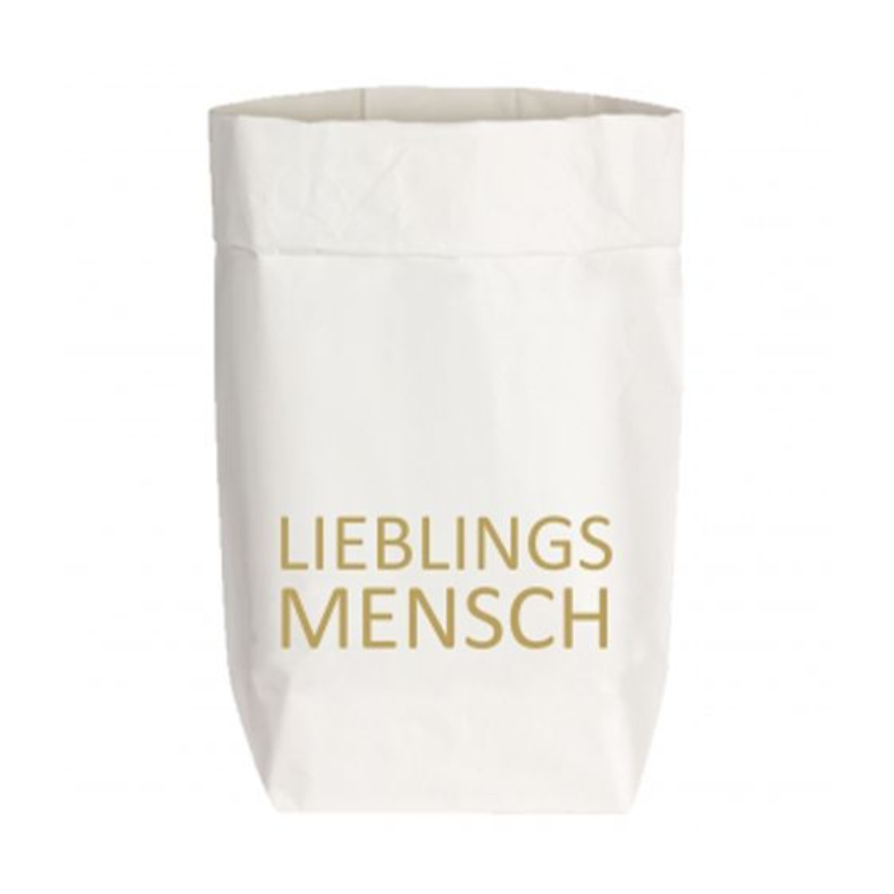 Eine Papiertüte auf welcher Lieblingsmensch steht