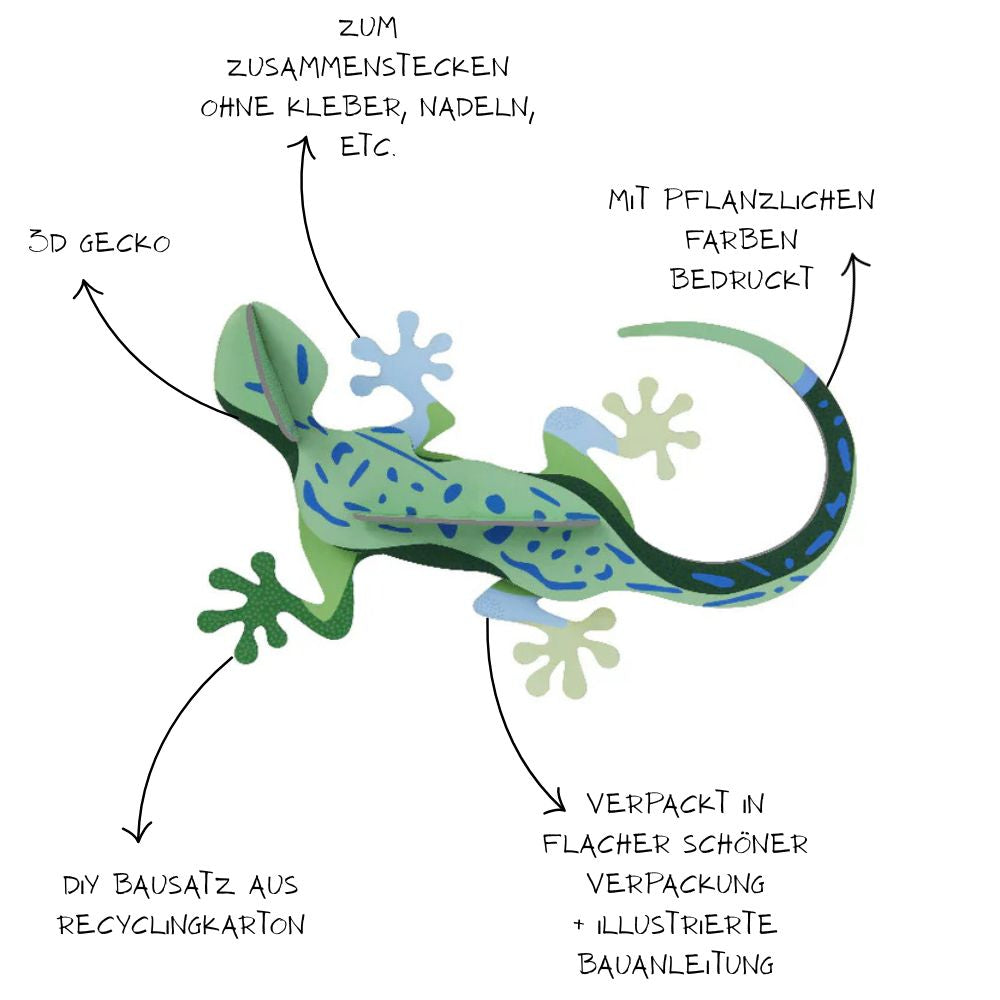 Wanddeko 3D Grüner Gecko