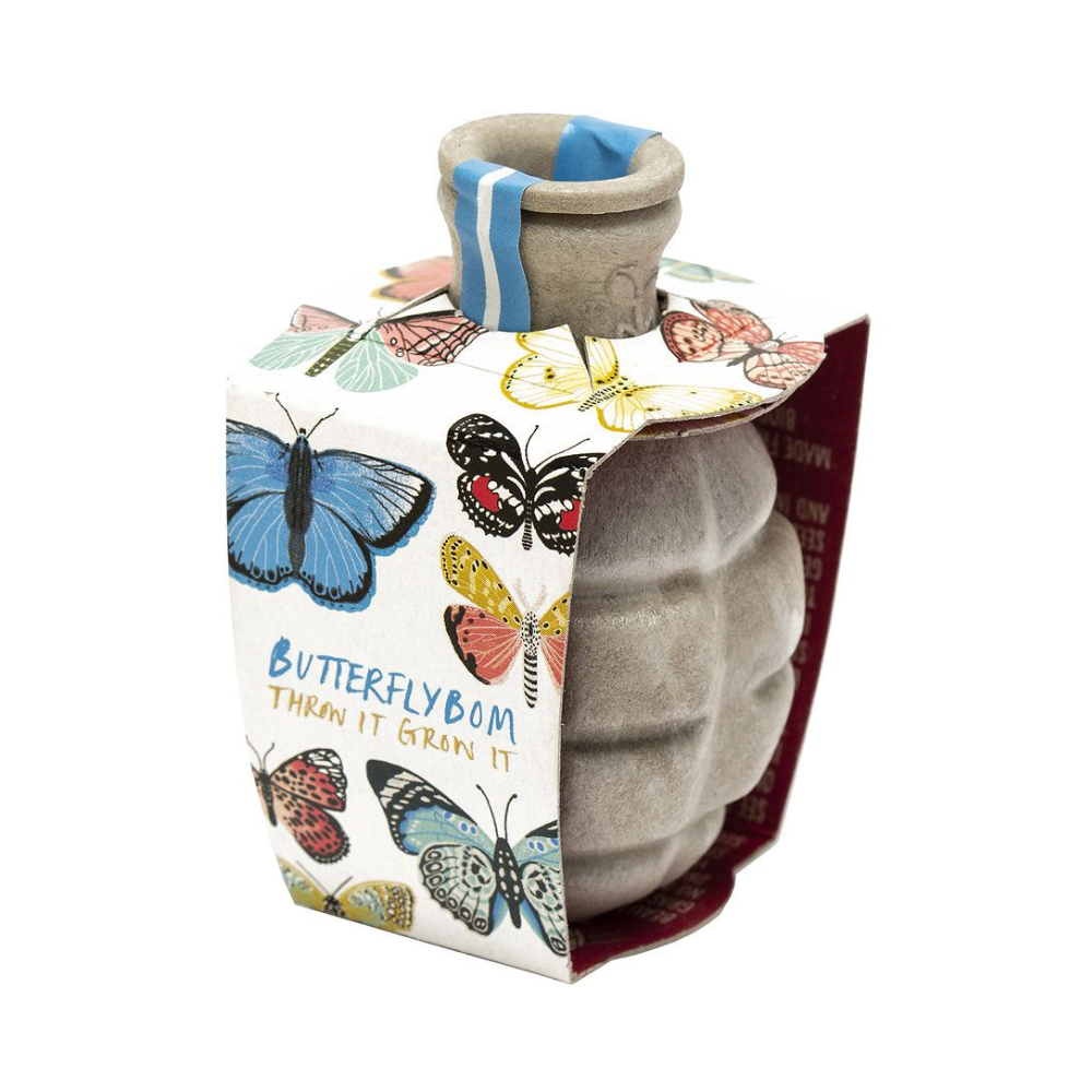 Samenbombe "Butterfly bom", Eine Bioverwertbare Verpackung in Form einer Granate "Throw it and grow it"