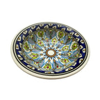 Handbemalte salatschale in dunkelblau, und grün Farben, Mandala Musterung