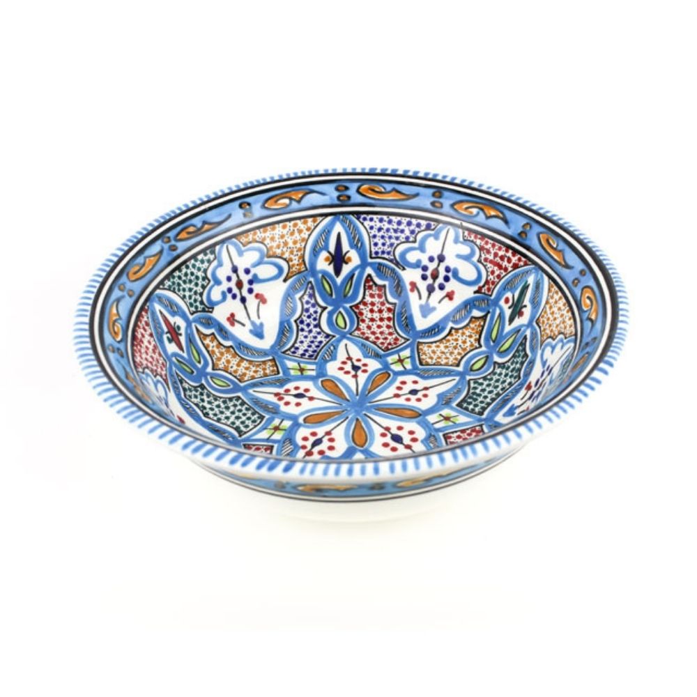 Handbemalte Türkise Salat-Schale mit 25 Zentimeter Durchmesser