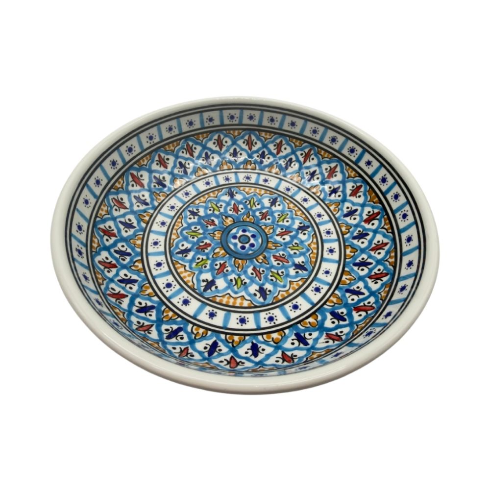 Keramikschale mit mediteranem Muster, blaue Töne 