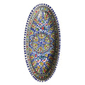 Schale oval länglich, bemalt mit orientalischem Muster in dunkelblau und anderen Farben 