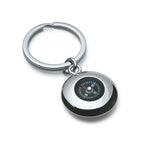 Schöner silberner Schlüsselring mit Schlüsselanhänger, hochwertiger Kompass als Schlüsselanhänger, silber und schwarz, edles minimalstisches Design 