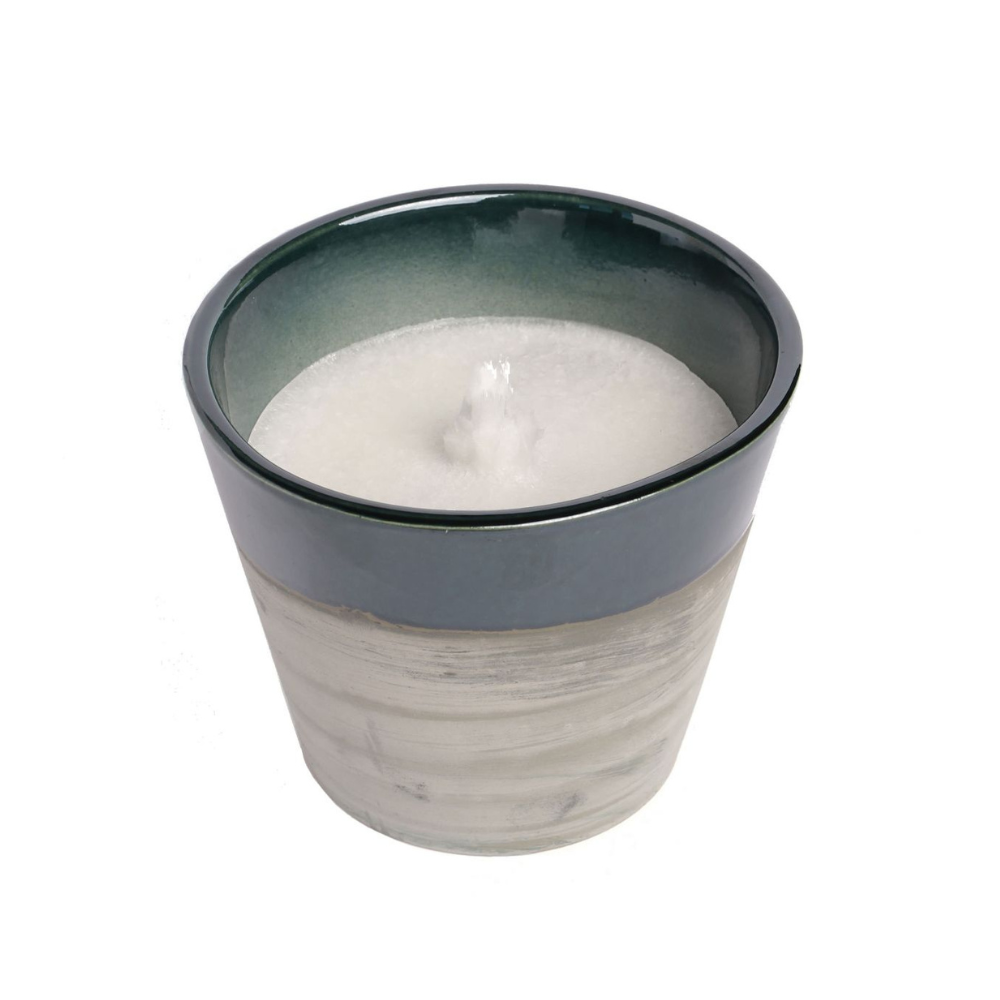 Outdoor Schmelzkerze mit Dauerdocht in Moosgrün