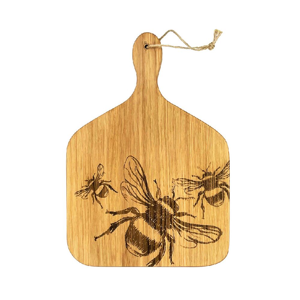 Servierpaddel aus Eiche mit eingebranntem Bienenmuster