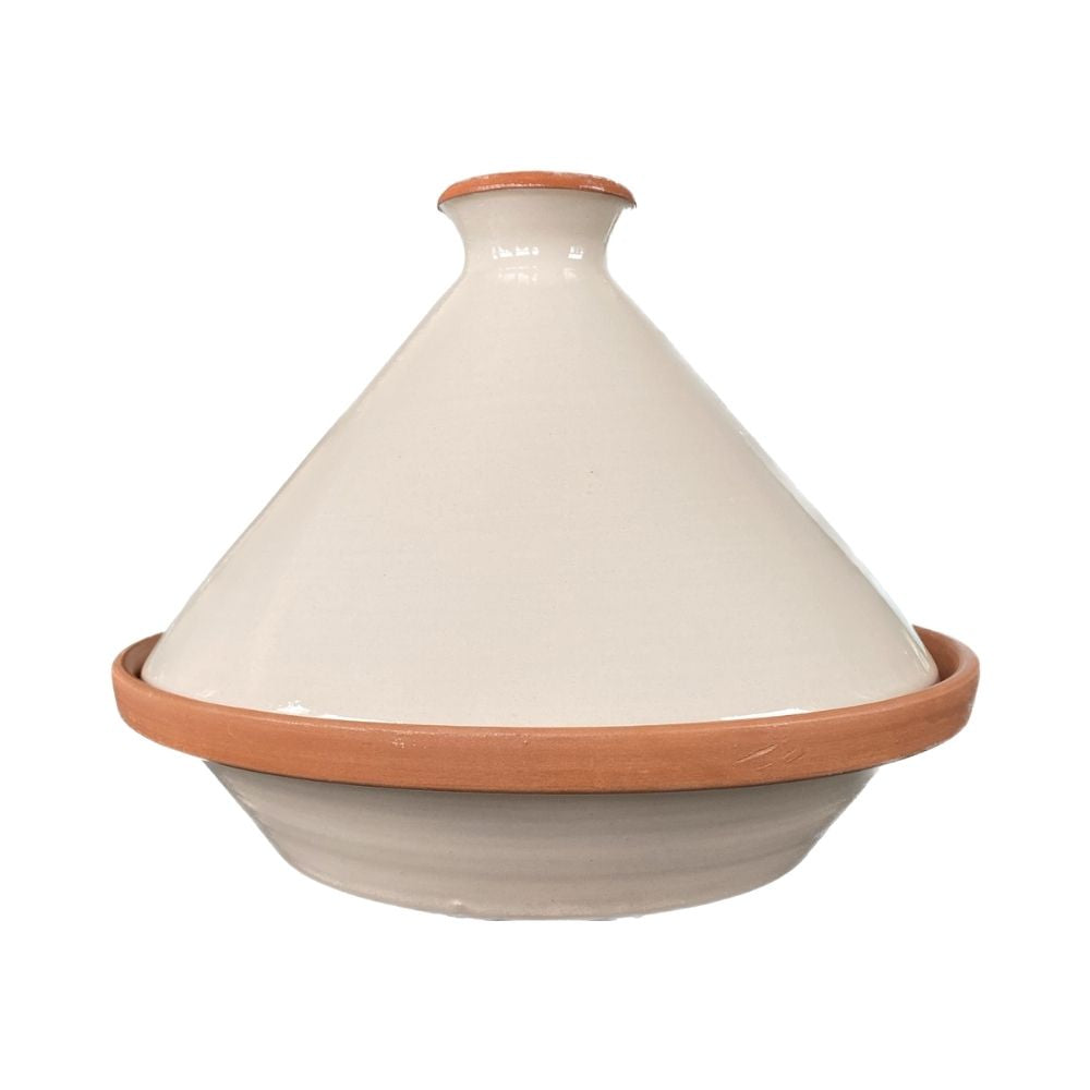 Tajine in beige Farbe, Marrokanischer nordafrikanischer Kochtopf, glasiert
