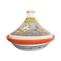 Handbemalte schlanke Tajine in den Farben Grün, Blau, Orange, Rot