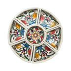 Tapas Set aus keramik weiß, bunte Bemalung, Blumen in bunten Farben 