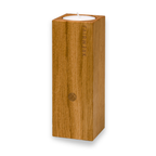 Teelichthalter aus Holz in Quaderform mit Fairwerk Logo