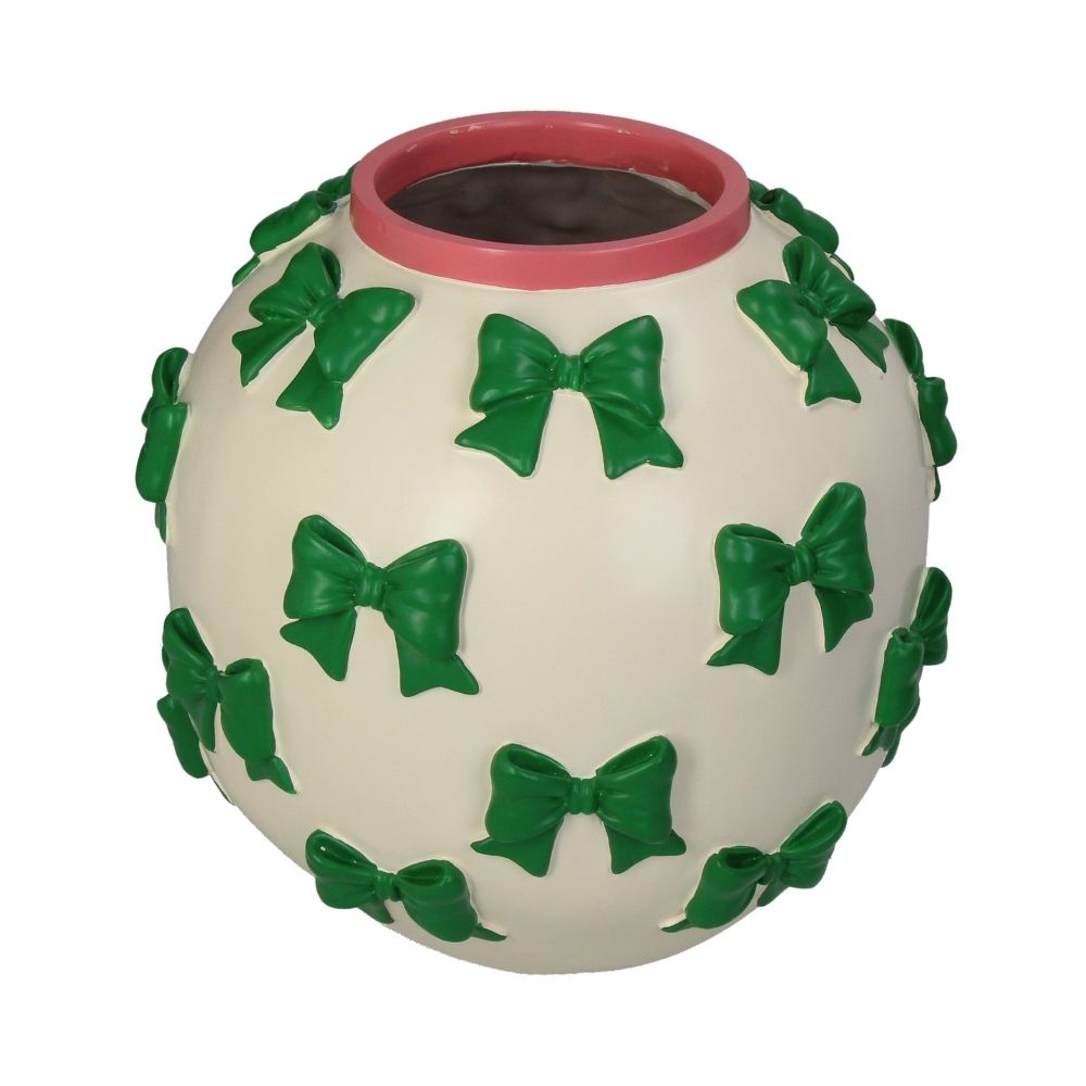 Deko Vase, Rund - Grüne 3D Schleifen