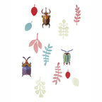 Wanddeko Set Käfer in verschienden Farben zusammen mit bunten pastell farbenen Pflanzen 