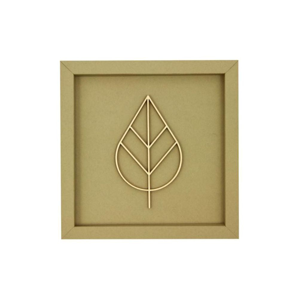 Quadratische Taupe Wanddekoration mit einem Blatt Motiv