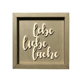 Taupe Quadratische Wanddekoration Wandspruch mit der Schrift "Lebe Liebe Lache"