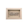 Rechteckige Wanddekoration in Taupe mit der Schrift "Lieblingsmensch"