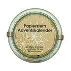 Stern Adventskalender im Weckglas mit  Weckglas mit 24 Lochsternen,Nadeln zum Fädeln,unterschiedliche Kordeln zum Fädeln