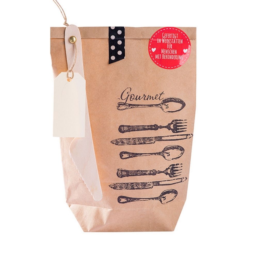 Wundertüte mit Besteck Aufdruck und dem Titel "Gourmet"