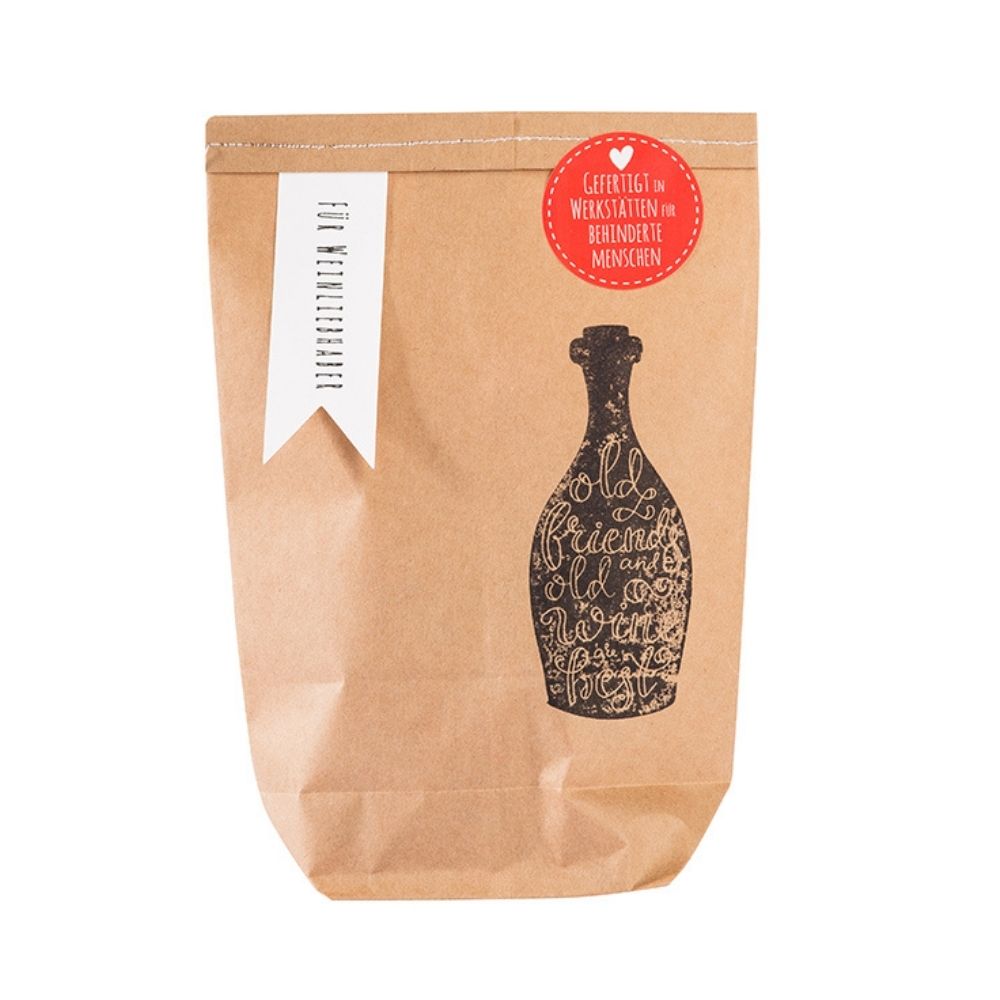Wundertüte mit Weinflaschen Aufdruck und Titel "Für Weinliebhaber"