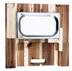 Akazie Schneidebrett mit Edelstahlschale