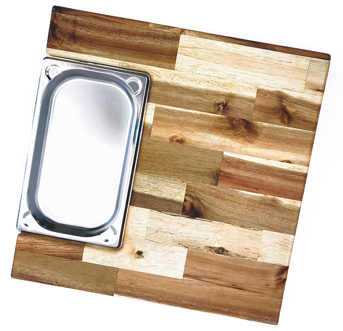 Akazie Schneidebrett mit Edelstahlschale