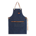 Grillschürze in Navy Blau mit Lederträger und befestigungs Bänder