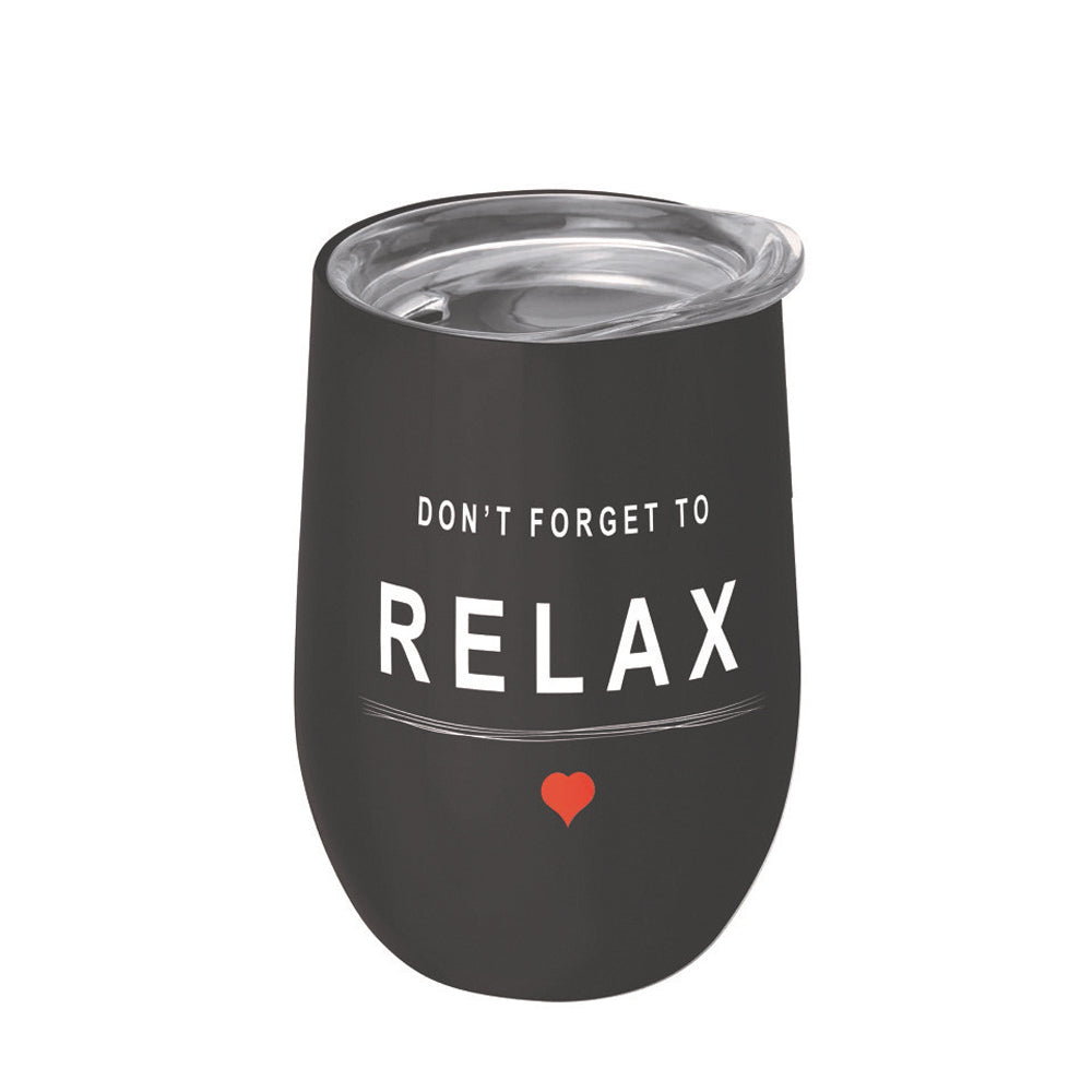 Edelstahlbecher grau, "Don´t forget to relax"