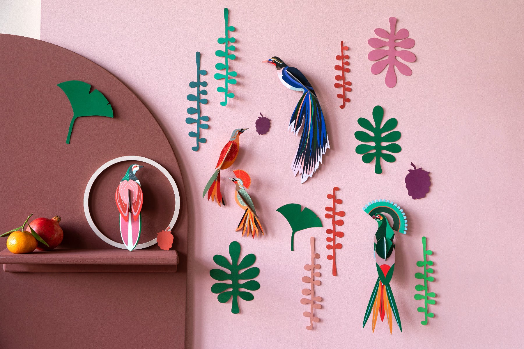 Wanddeko Set Tropische Vögel und Pflanzen "Bird Observer"