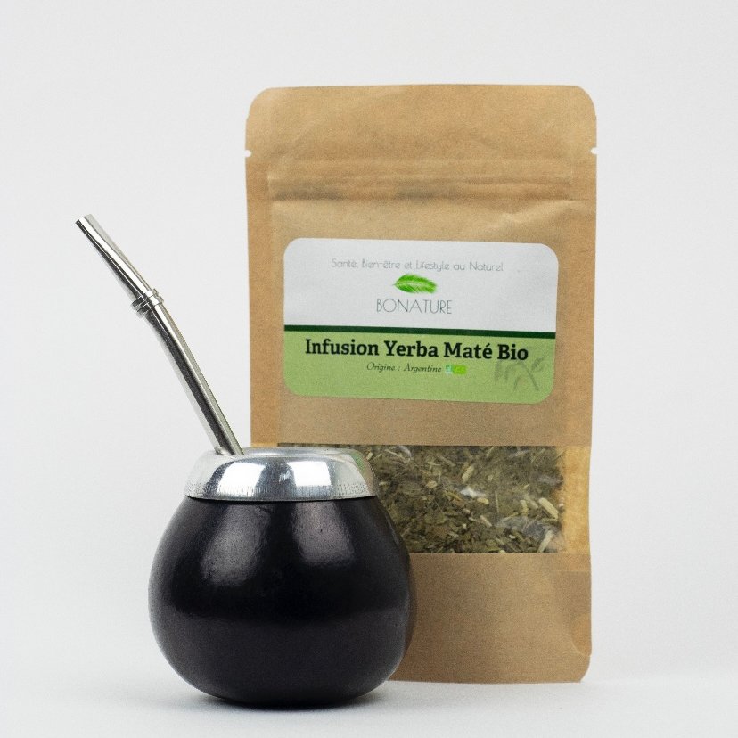Komplettes Mate-Kit: Kalebasse + Bombilla + yerba maté