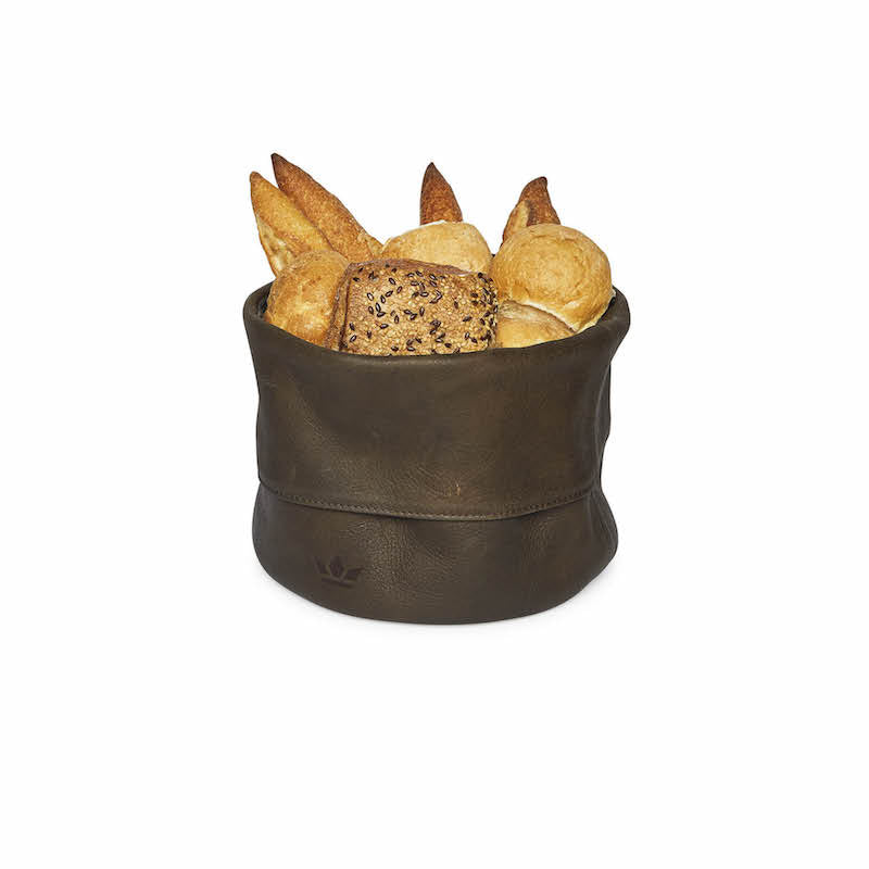 Brotkorb aus Leder - Vintage Braun