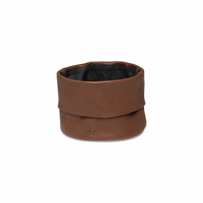 Brotkorb aus Leder - Vintage Cognac