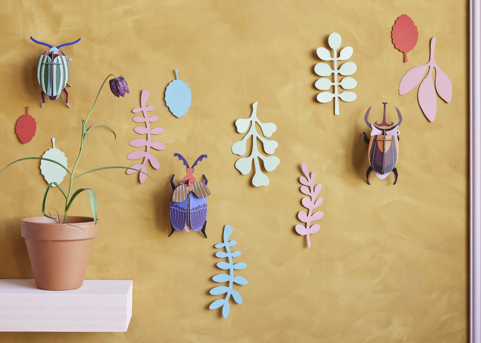 Wanddeko Set bunte Käfer und Pflanzen "Bug Rendez-Vous"