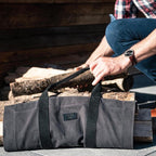 Kaminholztasche aus gewachstem Baumwollcanvas - Schwarz