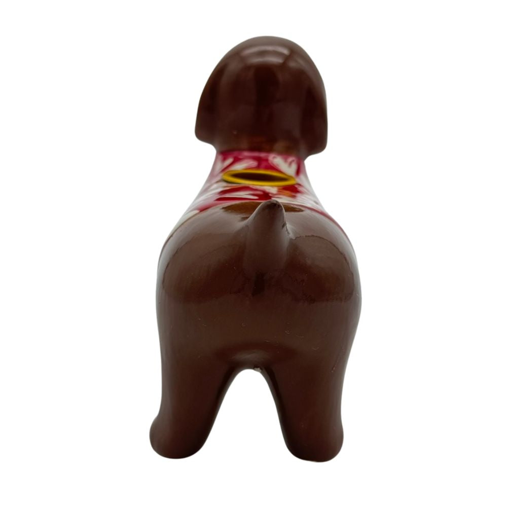 Kerzenhalter - Dackel in rotem Anzug mit weißen Herzen