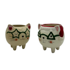 Blumentopf lustige Katzen Trio Set braun, weiß und beige