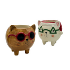 Blumentopf lustige Katzen Trio Set braun, weiß und beige