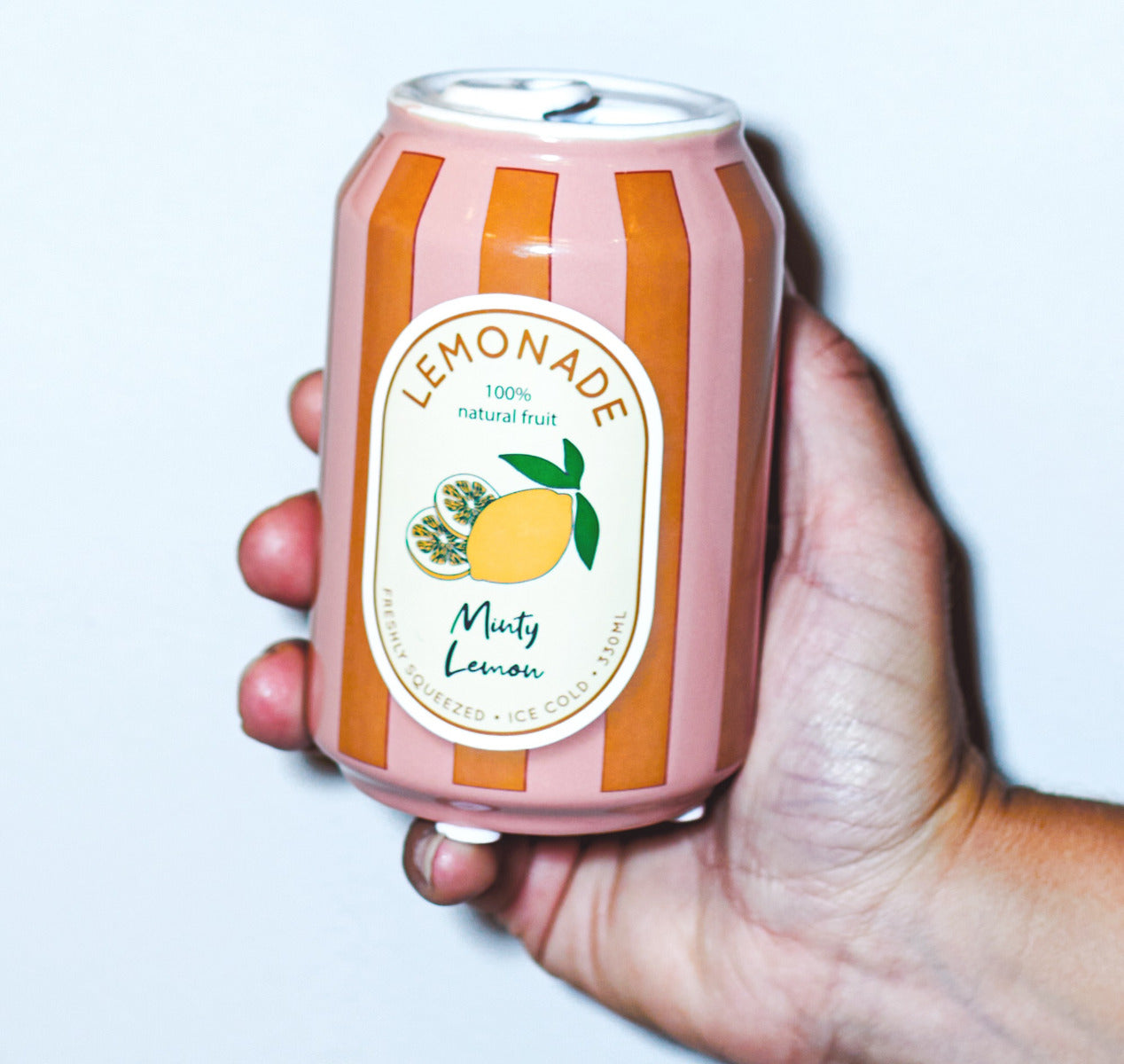 Deko Vase Keramik Limonadendose Zitrone Gestreift