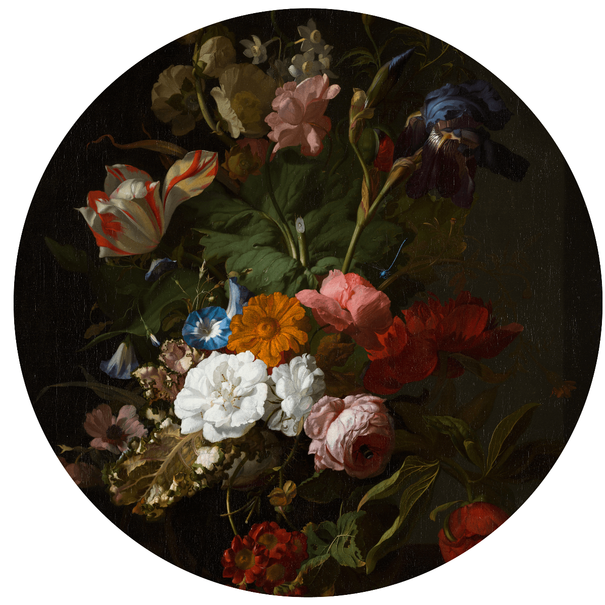 Wandkreis 100cm - Vase mit Blumen