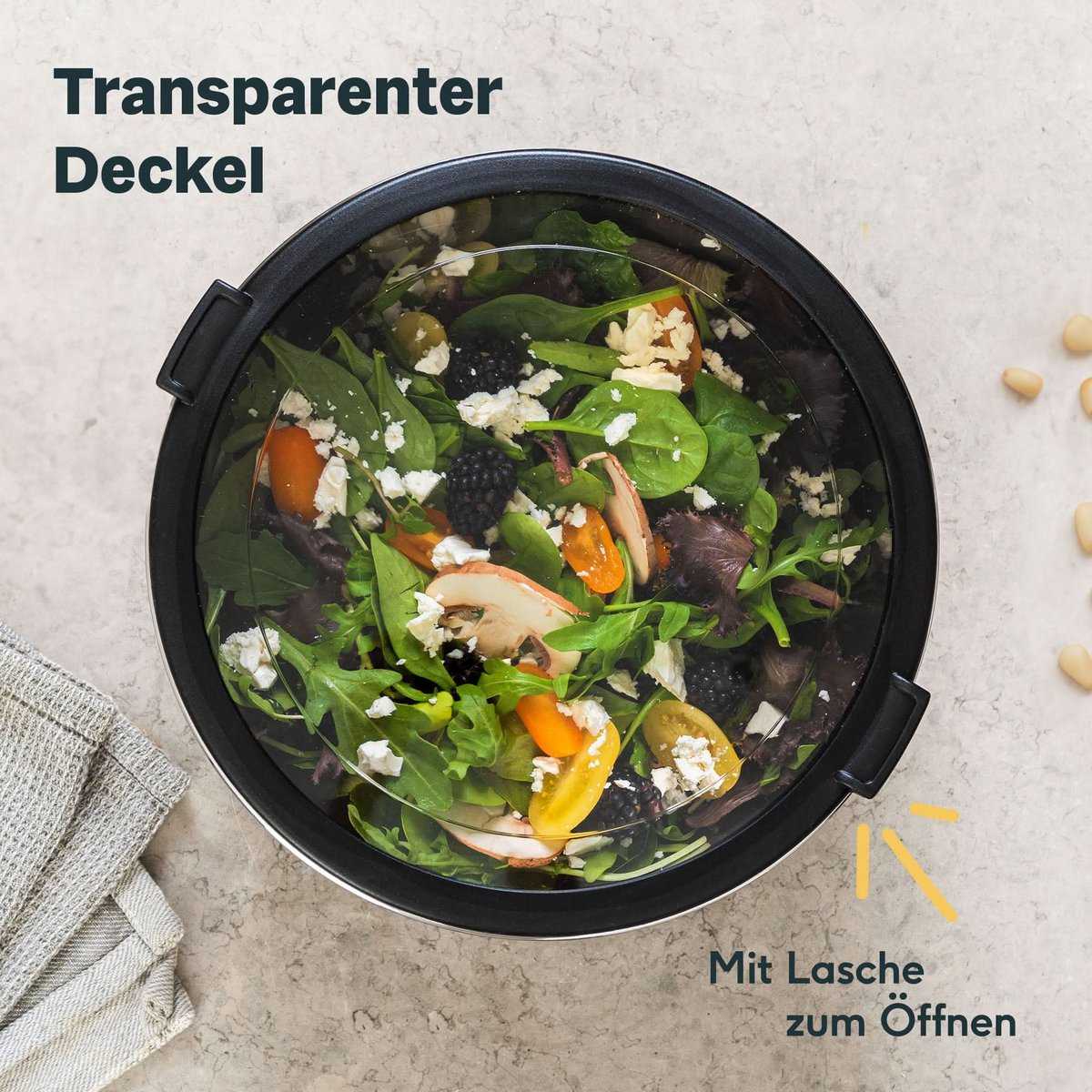 Edelstahlschüsseln mit Deckel - 3er Set