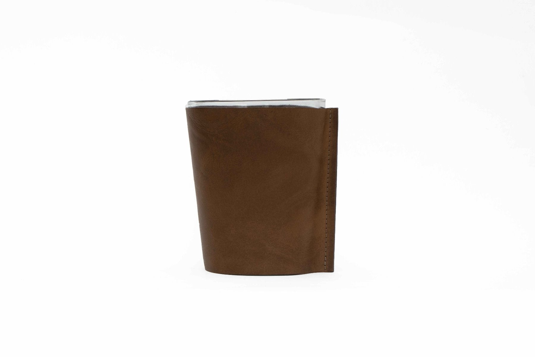 Kerze mit Ledermanschette Cognac