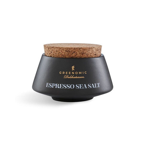 Espresso See Salz in einer Schwarz Japanischen Keramik und Kork-Verschluss