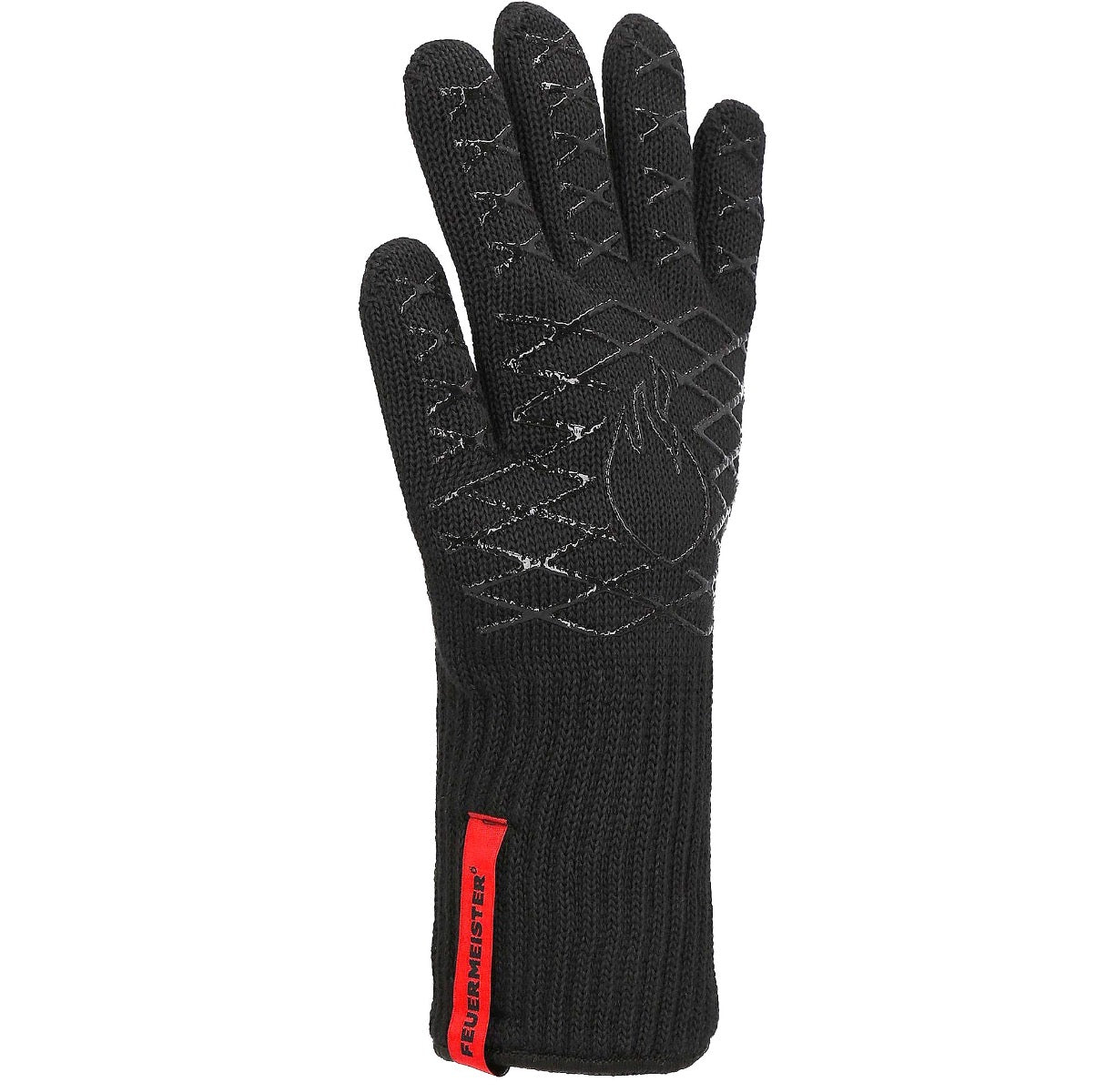 schwarzer anliegender Grill-Handschuh mit Gripp Markierung