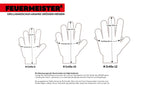Größenvergleich verschiedener schwarzer anliegender Grill-Handschuhe, xray bild