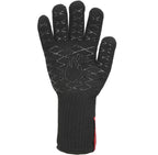 schwarzer anliegender Grill-Handschuh mit Gripp Markierungen 