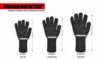 Größenvergleich verschiedener schwarzer anliegender Grill-Handschuhe