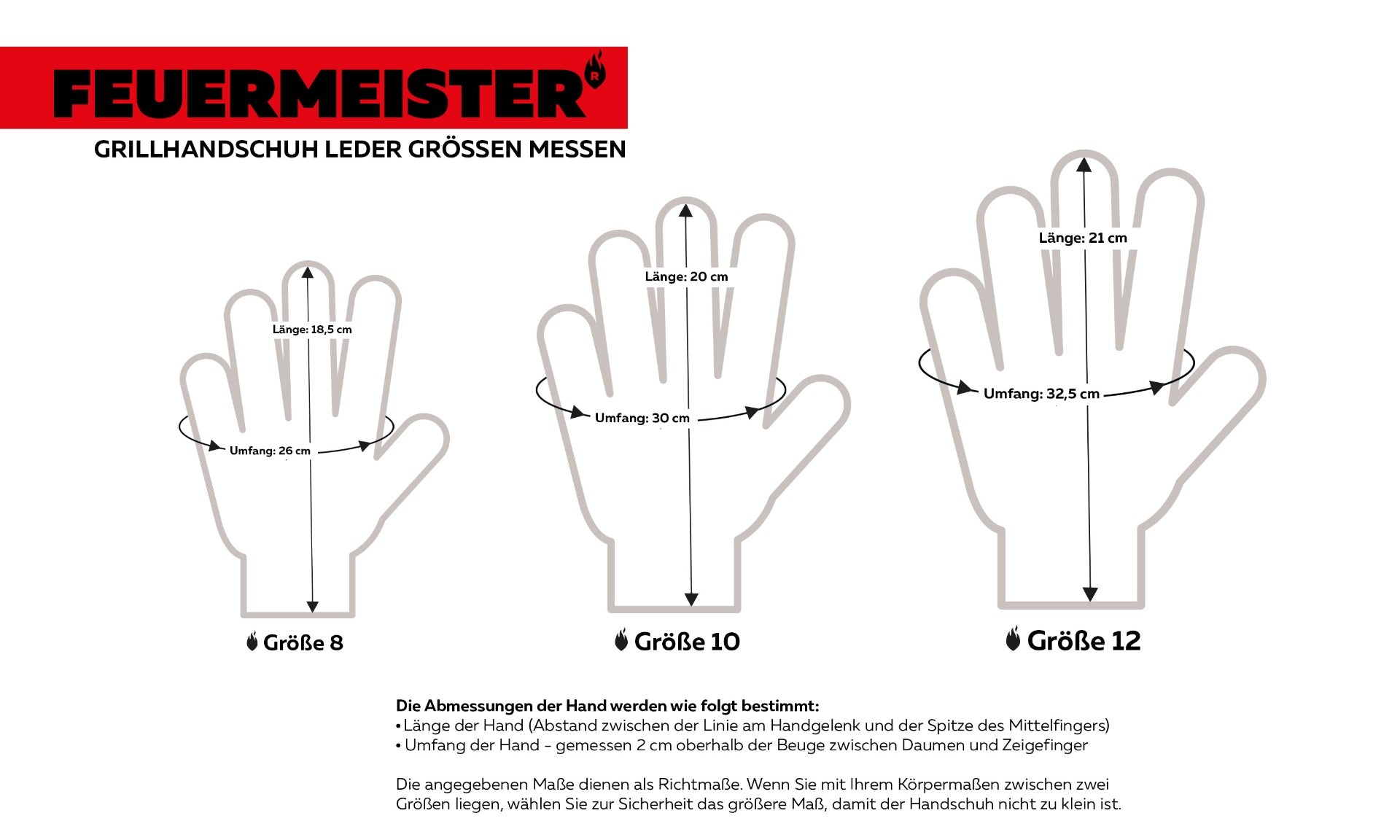 Grillhandschuh Feuermeister® Spaltleder rot, Gr. 8 S