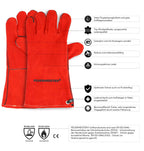 Grillhandschuh Feuermeister® Spaltleder rot, Gr. 10 L/XL