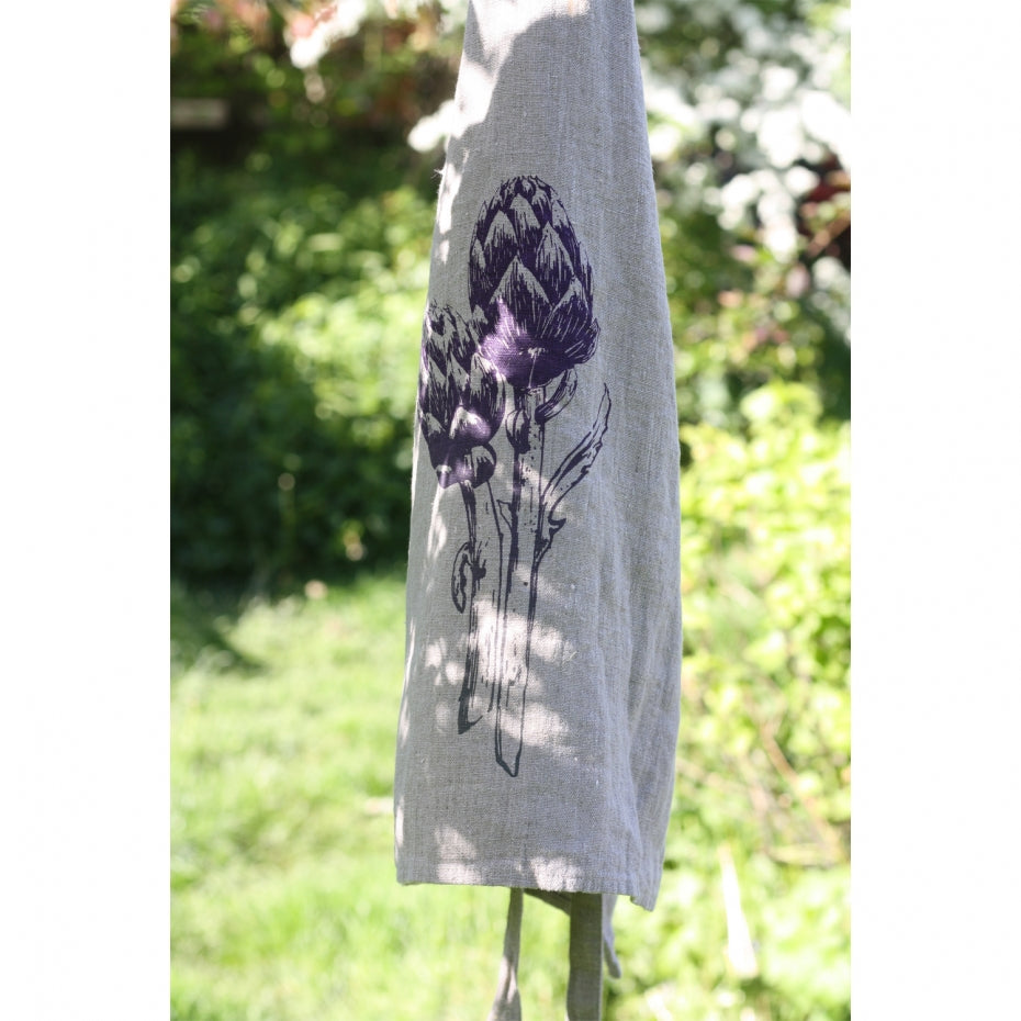 Schürze Leinen - Artischocke, Irisdruck