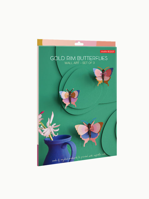 Wanddeko 3D Goldrand Schmetterlinge 3er Set