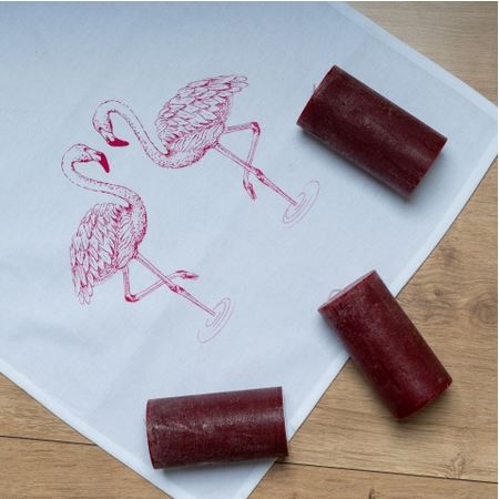 Geschirrtuch weiß, Flamingo, magenta